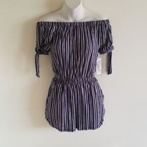 Striped black and white romper